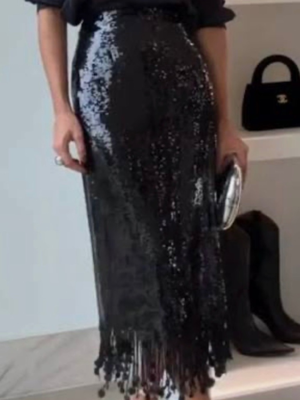 Zara ZW Collection Long/Midi Sequin Skirt Size Small NWT